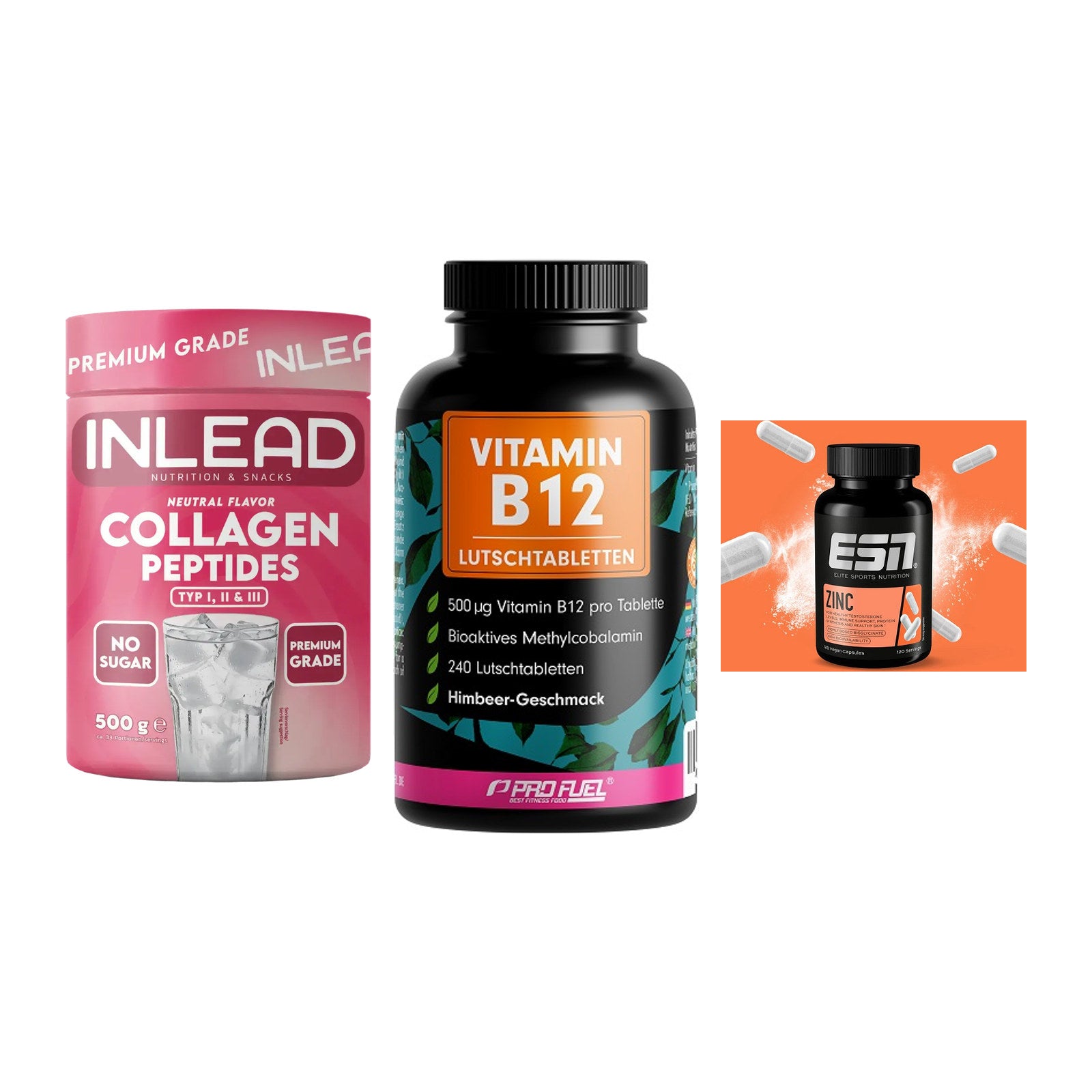 Haut, Haare & Nägel: INLEAD Collage + ProFuel Vitami + ESN Zinc – alle enthaltenen Artikel