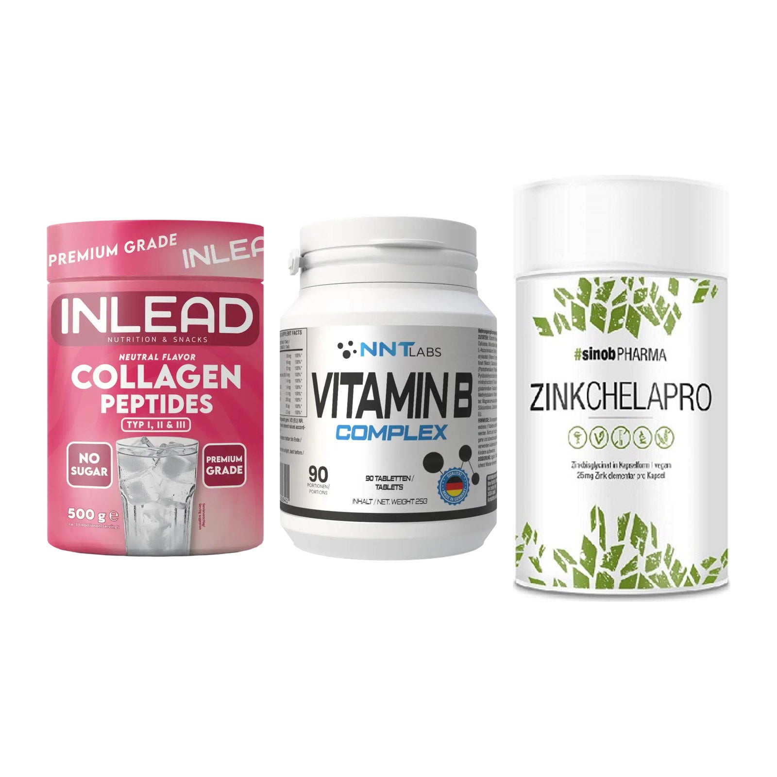 Haut, Haare & Nägel: INLEAD Collage + NNT Vitamin B + Sinob Zink – alle enthaltenen Artikel