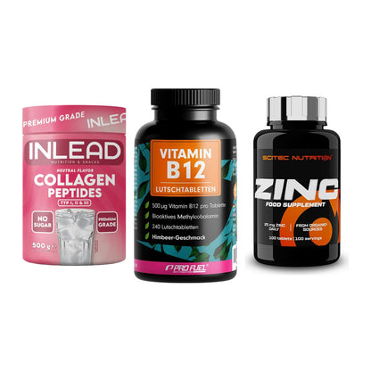Haut, Haare & Nägel: INLEAD Collage + ProFuel Vitami + Scitec Zinc – alle enthaltenen Artikel