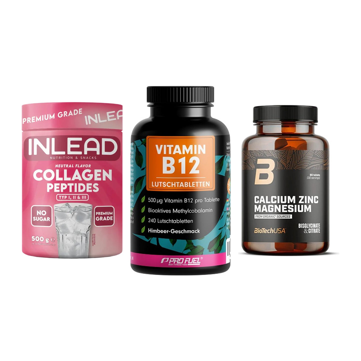 Haut, Haare & Nägel: INLEAD Collage + ProFuel Vitami + BioTech Calciu – alle enthaltenen Artikel