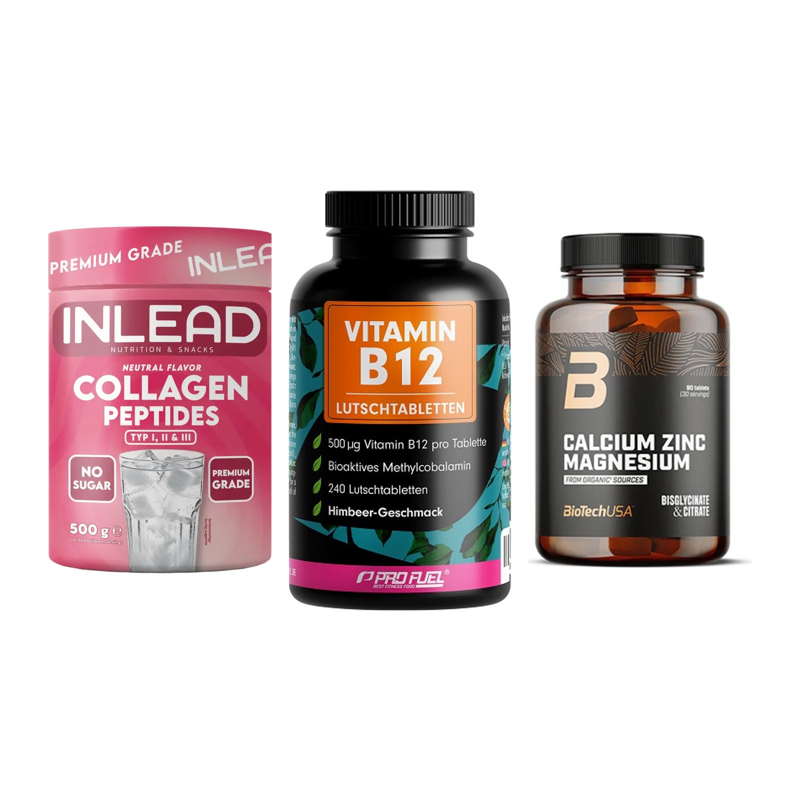 Haut, Haare & Nägel: INLEAD Collage + ProFuel Vitami + BioTech Calciu – alle enthaltenen Artikel