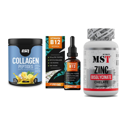 Haut, Haare & Nägel: ESN Collagen + ProFuel Vitami + MST Zinc – alle enthaltenen Artikel