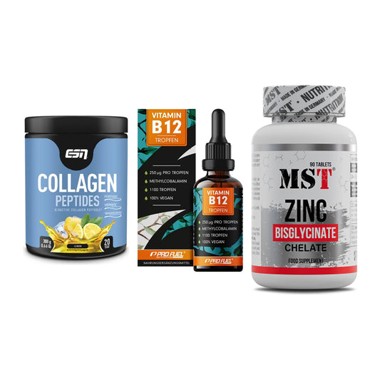 Haut, Haare & Nägel: ESN Collagen + ProFuel Vitami + MST Zinc – alle enthaltenen Artikel