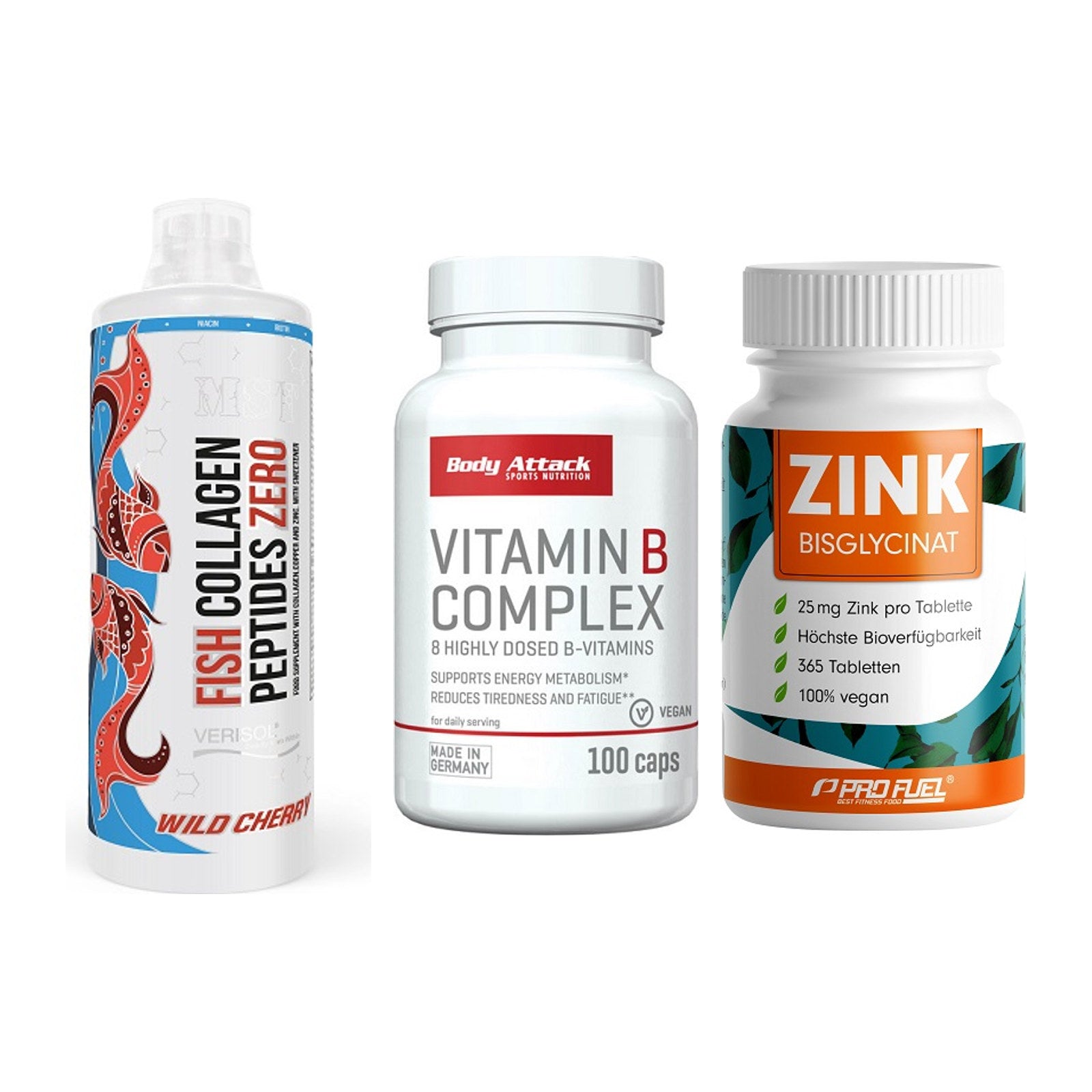 Haut, Haare & Nägel: MST Fish + Body Attack + ProFuel Zink – alle enthaltenen Artikel