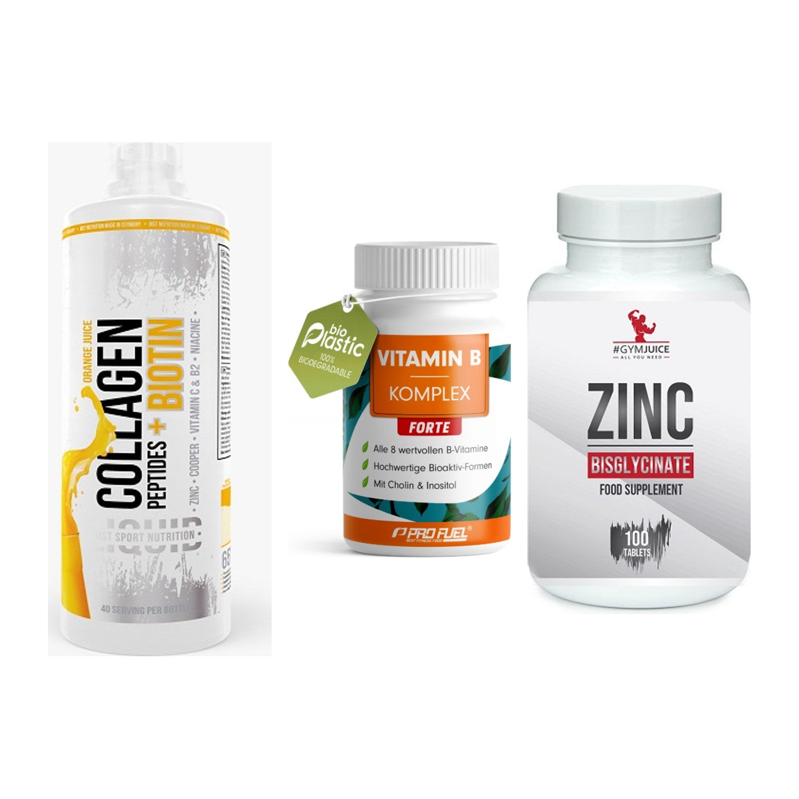 Haut, Haare & Nägel: MST Collagen + ProFuel Vitami + #GYMJUICE ZINC – alle enthaltenen Artikel