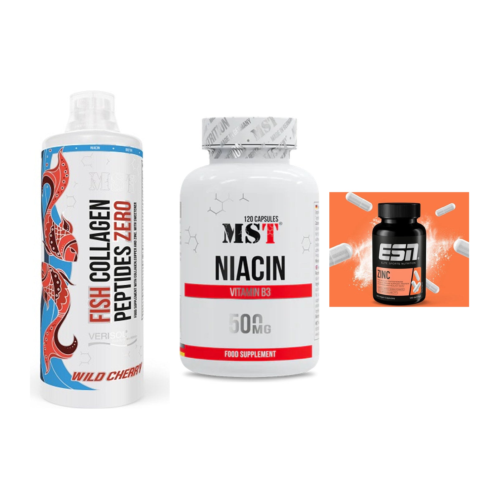 Haut, Haare & Nägel: MST Fish + MST Niacin + ESN Zinc – alle enthaltenen Artikel