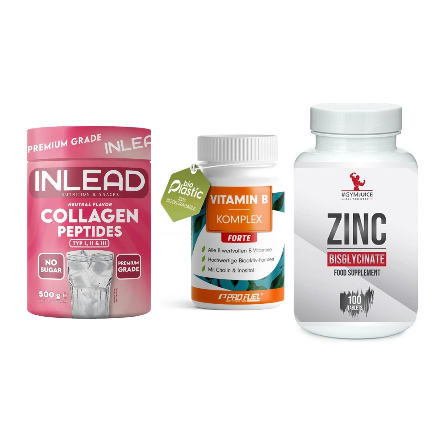 Haut, Haare & Nägel: INLEAD Collage + ProFuel Vitami + #GYMJUICE ZINC – alle enthaltenen Artikel
