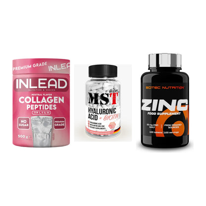 Haut, Haare & Nägel: INLEAD Collage + MST Hyaluronic + Scitec Zinc – alle enthaltenen Artikel