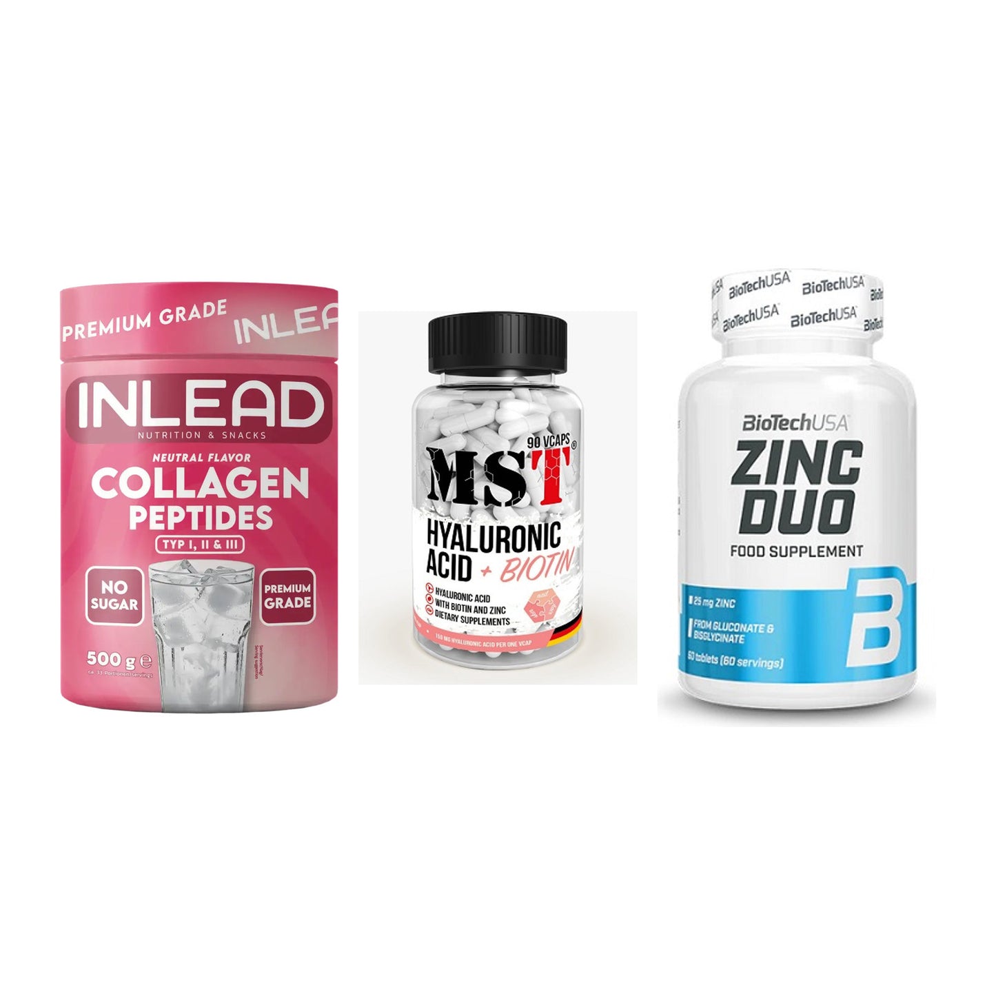Haut, Haare & Nägel: INLEAD Collage + MST Hyaluronic + BioTech Zinc – alle enthaltenen Artikel