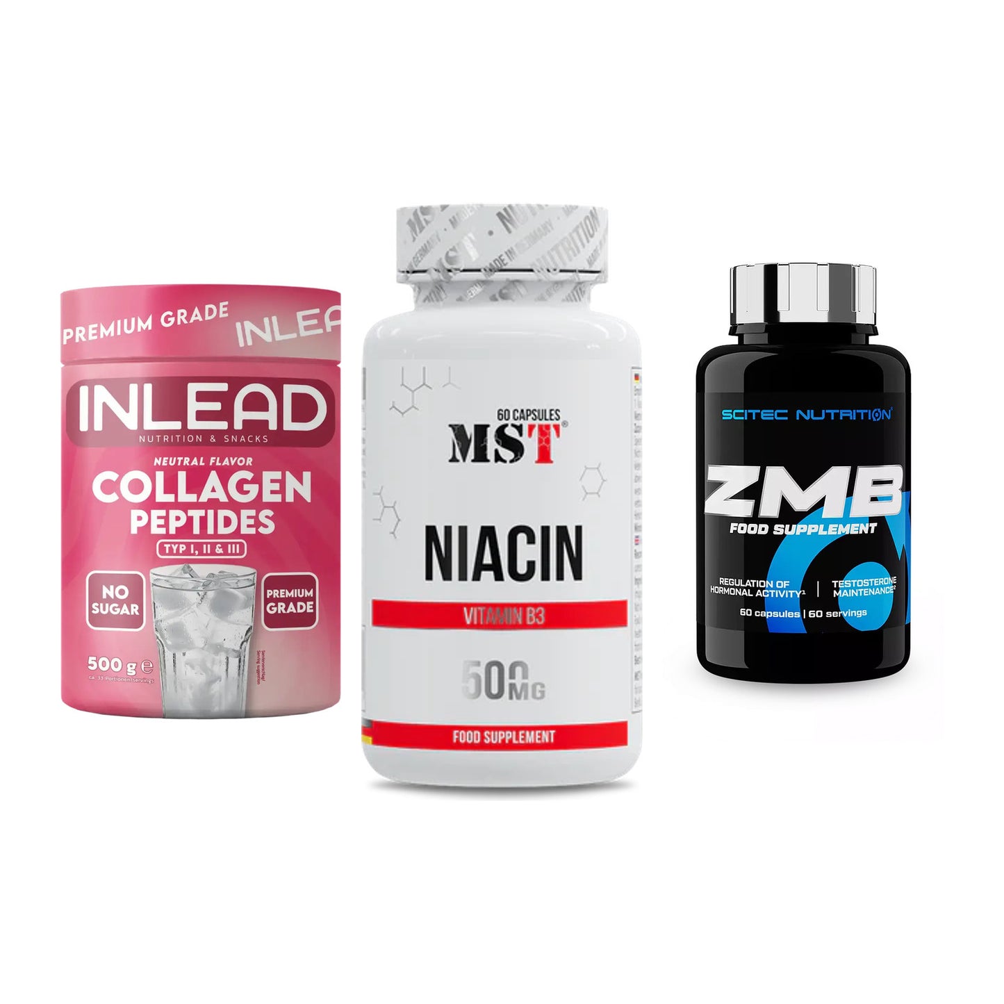 Haut, Haare & Nägel: INLEAD Collage + MST Niacin + Scitec ZMB – alle enthaltenen Artikel