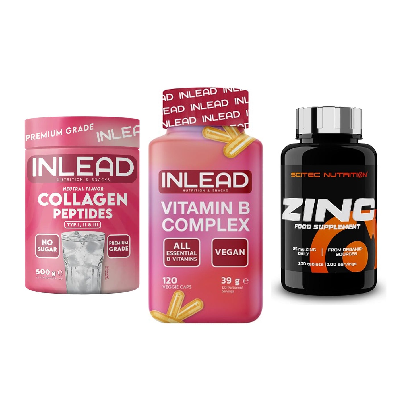 Haut, Haare & Nägel: INLEAD Collage + INLEAD Vitamin + Scitec Zinc – alle enthaltenen Artikel