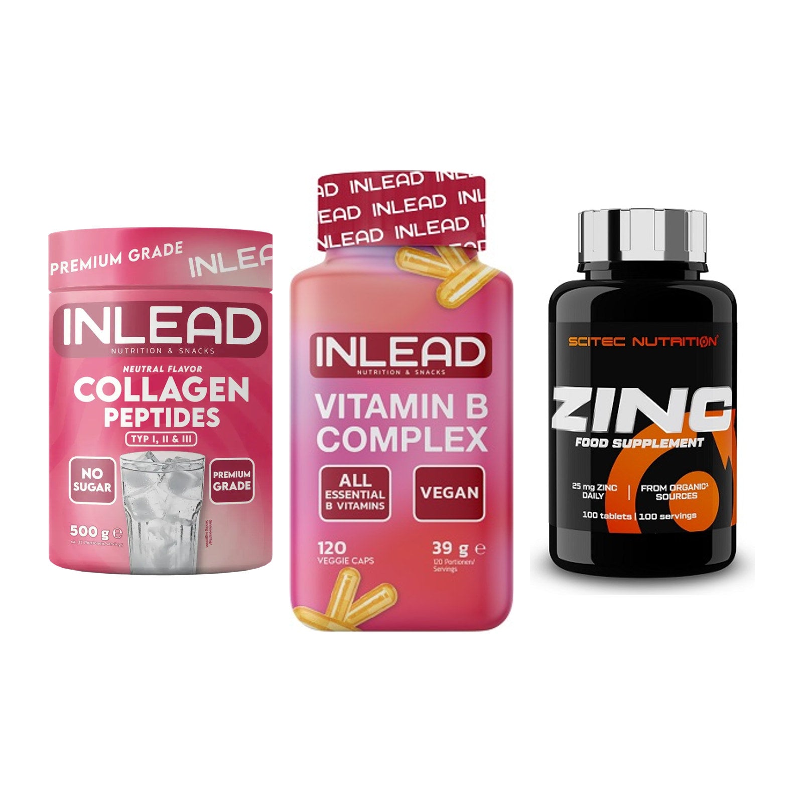 Haut, Haare & Nägel: INLEAD Collage + INLEAD Vitamin + Scitec Zinc – alle enthaltenen Artikel