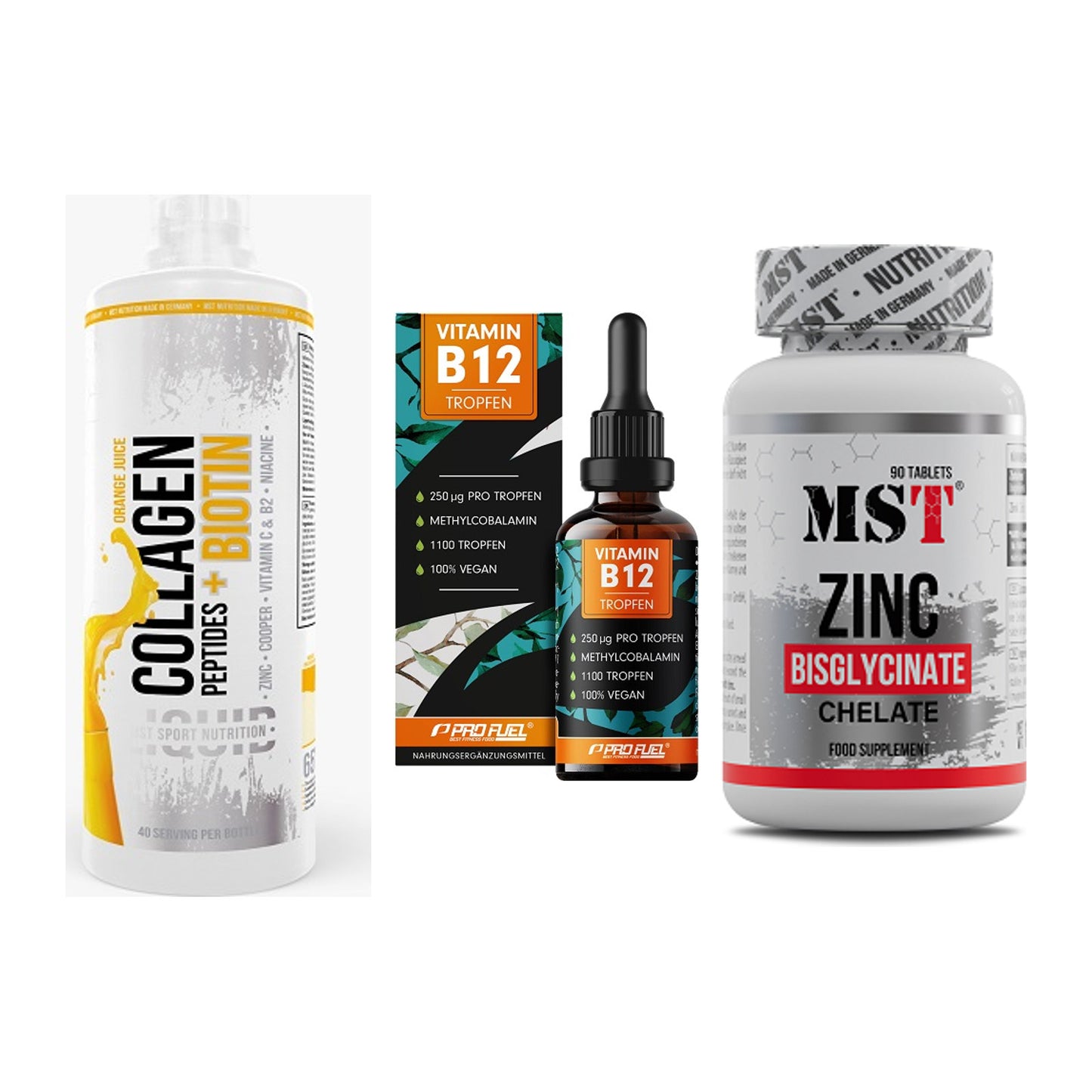 Haut, Haare & Nägel: MST Collagen + ProFuel Vitami + MST Zinc – alle enthaltenen Artikel