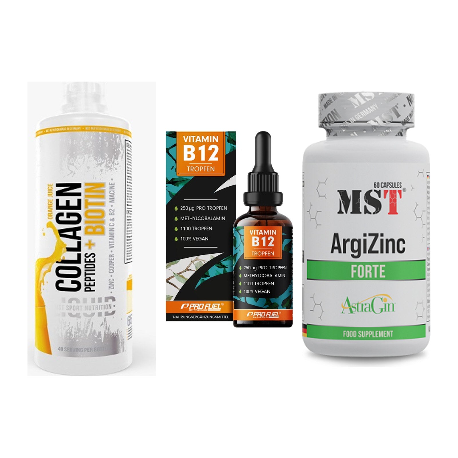 Haut, Haare & Nägel: MST Collagen + ProFuel Vitami + MST ArgiZinc – alle enthaltenen Artikel
