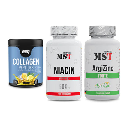 Haut, Haare & Nägel: ESN Collagen + MST Niacin + MST ArgiZinc – alle enthaltenen Artikel