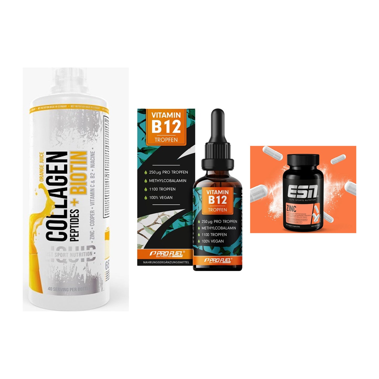 Haut, Haare & Nägel: MST Collagen + ProFuel Vitami + ESN Zinc – alle enthaltenen Artikel