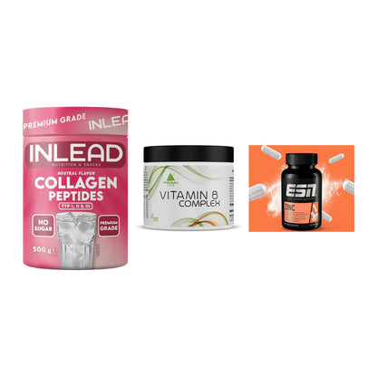 Haut, Haare & Nägel: INLEAD Collage + Peak Vitamin B + ESN Zinc – alle enthaltenen Artikel