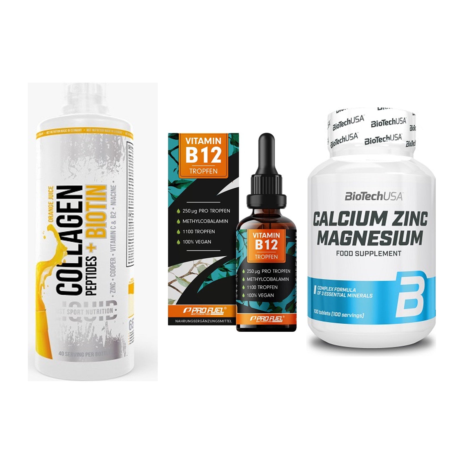 Haut, Haare & Nägel: MST Collagen + ProFuel Vitami + BioTech Calciu – alle enthaltenen Artikel