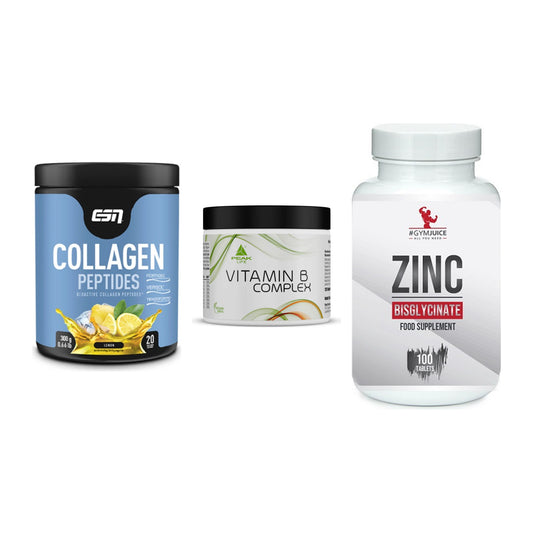 Haut, Haare & Nägel: ESN Collagen + Peak Vitamin B + #GYMJUICE ZINC – alle enthaltenen Artikel