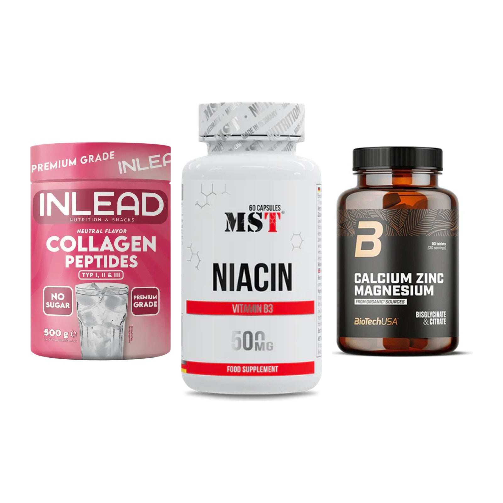 Haut, Haare & Nägel: INLEAD Collage + MST Niacin + BioTech Calciu – alle enthaltenen Artikel