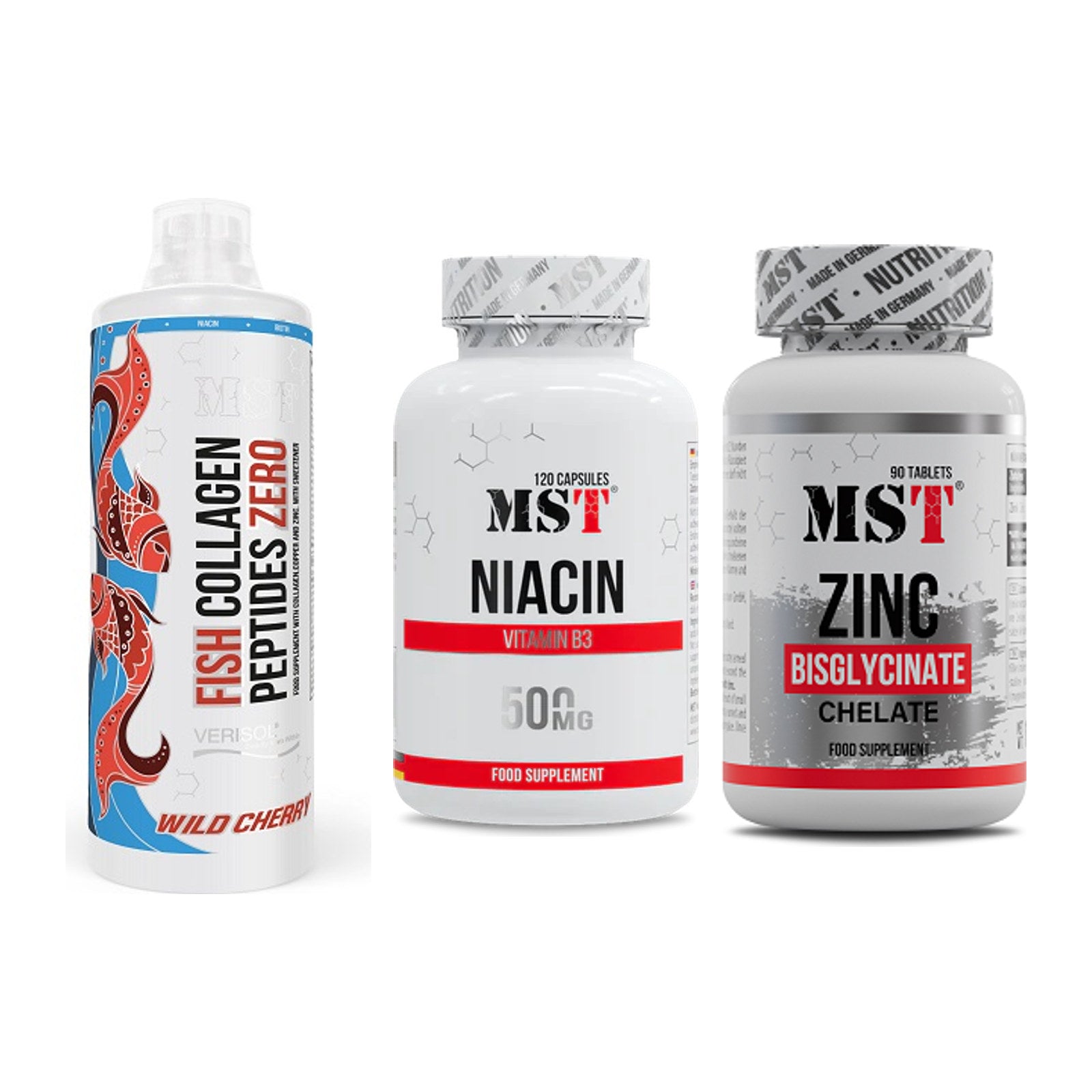 Haut, Haare & Nägel: MST Fish + MST Niacin + MST Zinc – alle enthaltenen Artikel