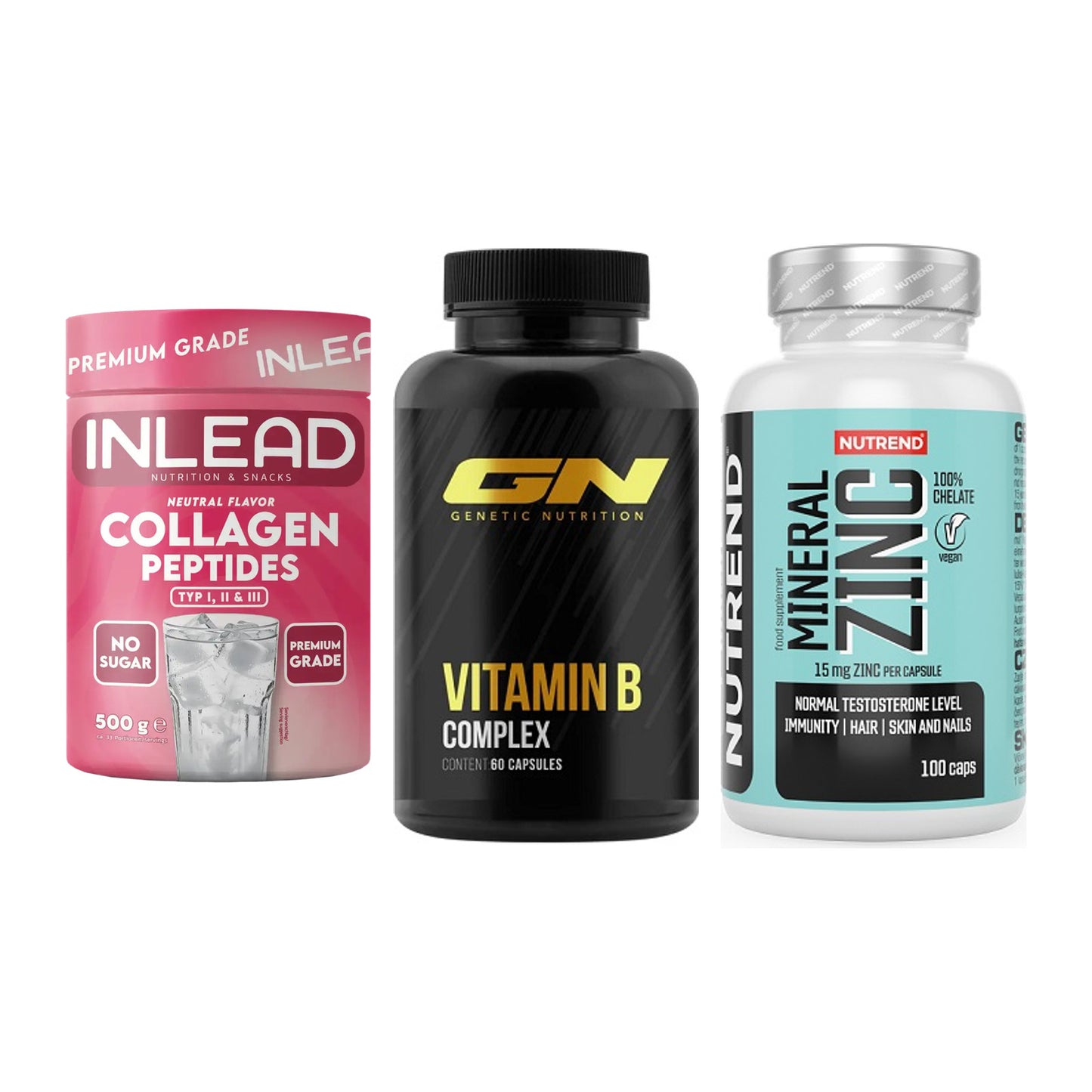 Haut, Haare & Nägel: INLEAD Collage + GN Vitamin + Nutrend Zinc – alle enthaltenen Artikel