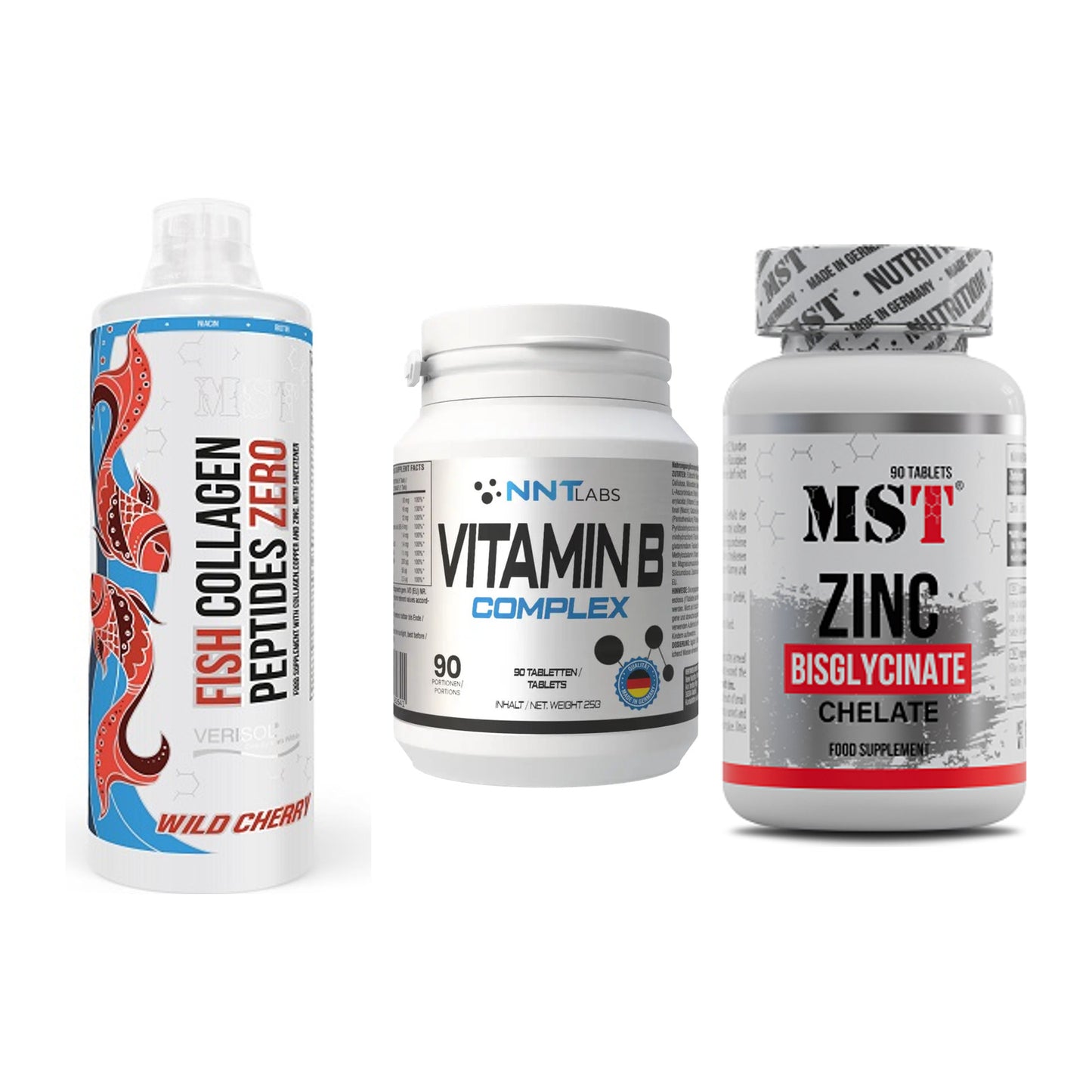 Haut, Haare & Nägel: MST Fish + NNT Vitamin B + MST Zinc – alle enthaltenen Artikel