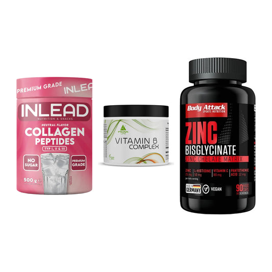 Haut, Haare & Nägel: INLEAD Collage + Peak Vitamin B + Body Attack – alle enthaltenen Artikel