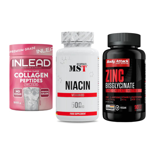 Haut, Haare & Nägel: INLEAD Collage + MST Niacin + Body Attack – alle enthaltenen Artikel