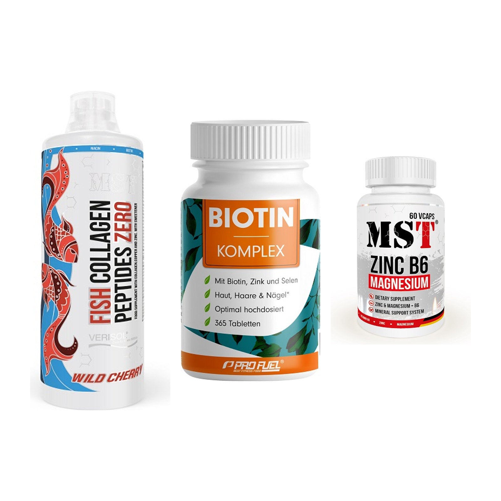 Haut, Haare & Nägel: MST Fish + ProFuel BIOTIN + MST Zinc – alle enthaltenen Artikel