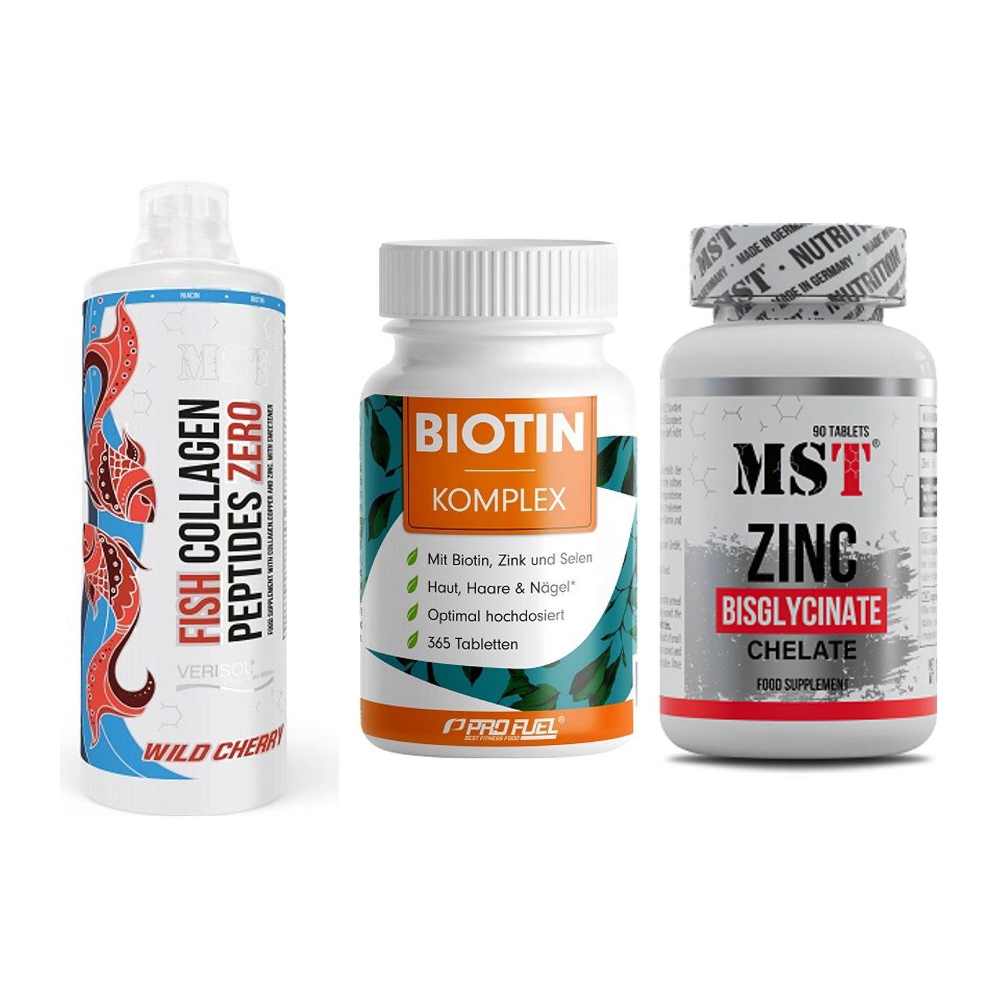 Haut, Haare & Nägel: MST Fish + ProFuel BIOTIN + MST Zinc – alle enthaltenen Artikel