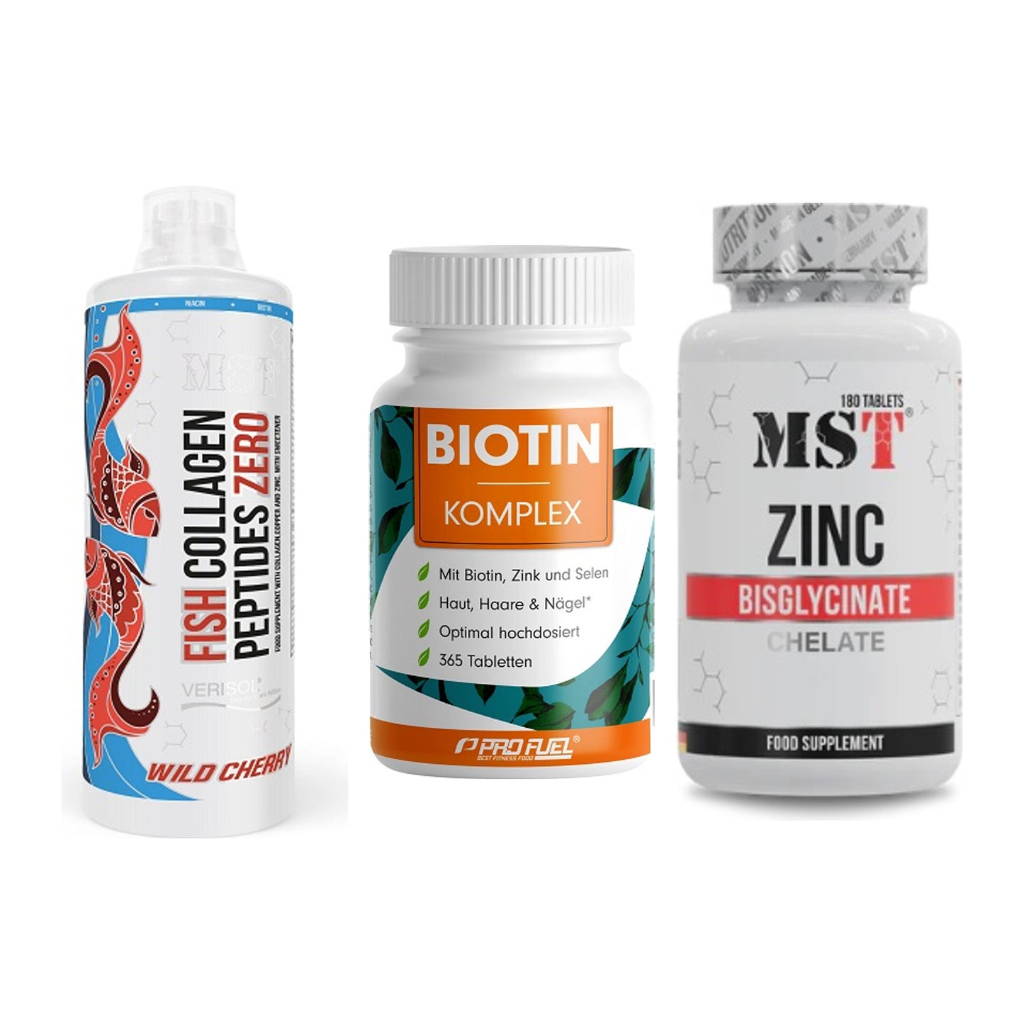 Haut, Haare & Nägel: MST Fish + ProFuel BIOTIN + MST Zinc – alle enthaltenen Artikel