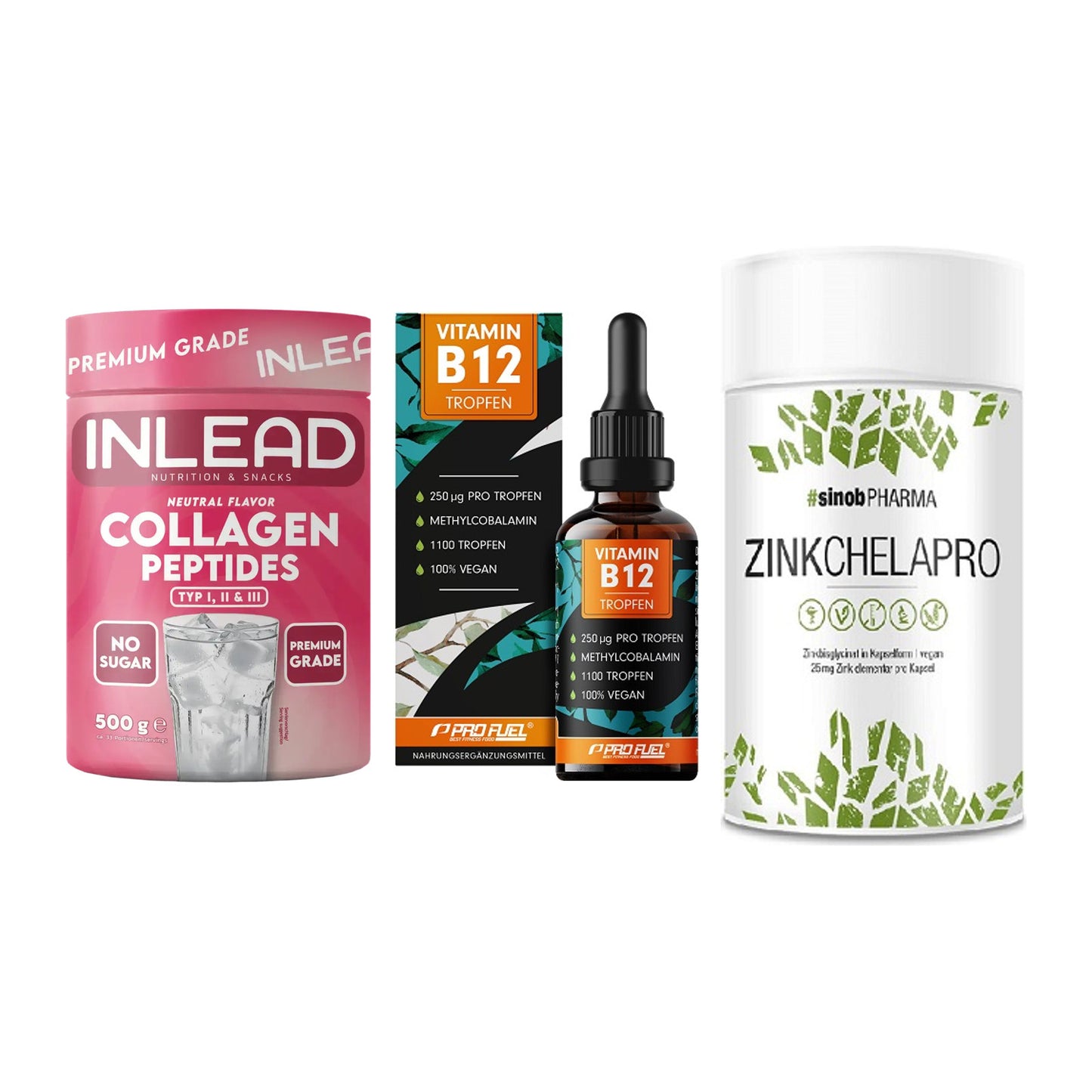 Haut, Haare & Nägel: INLEAD Collage + ProFuel Vitami + Sinob Zink – alle enthaltenen Artikel