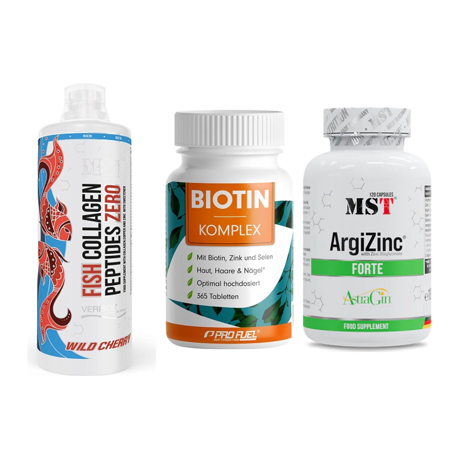 Haut, Haare & Nägel: MST Fish + ProFuel BIOTIN + MST ArgiZinc – alle enthaltenen Artikel