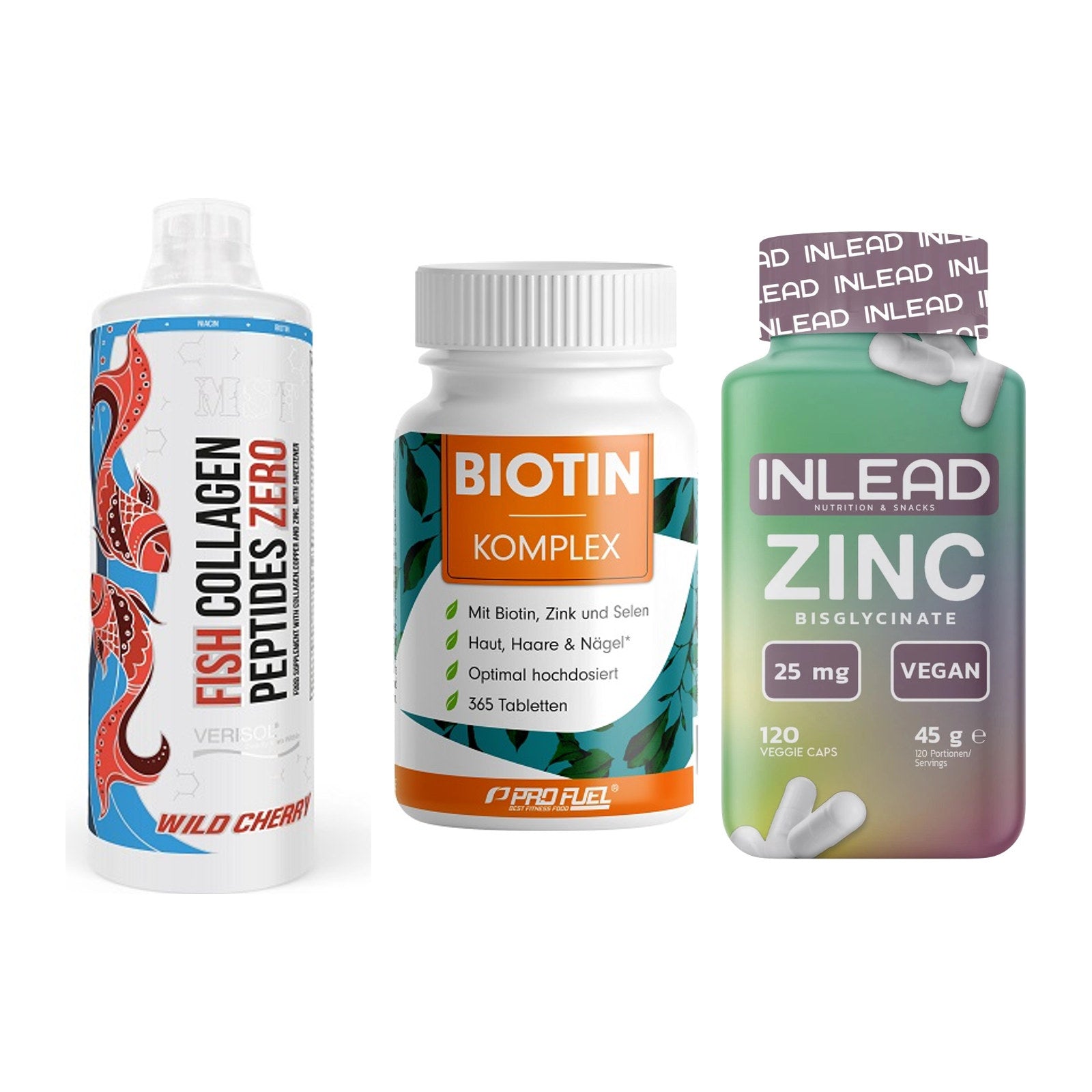 Haut, Haare & Nägel: MST Fish + ProFuel BIOTIN + INLEAD Zink – alle enthaltenen Artikel