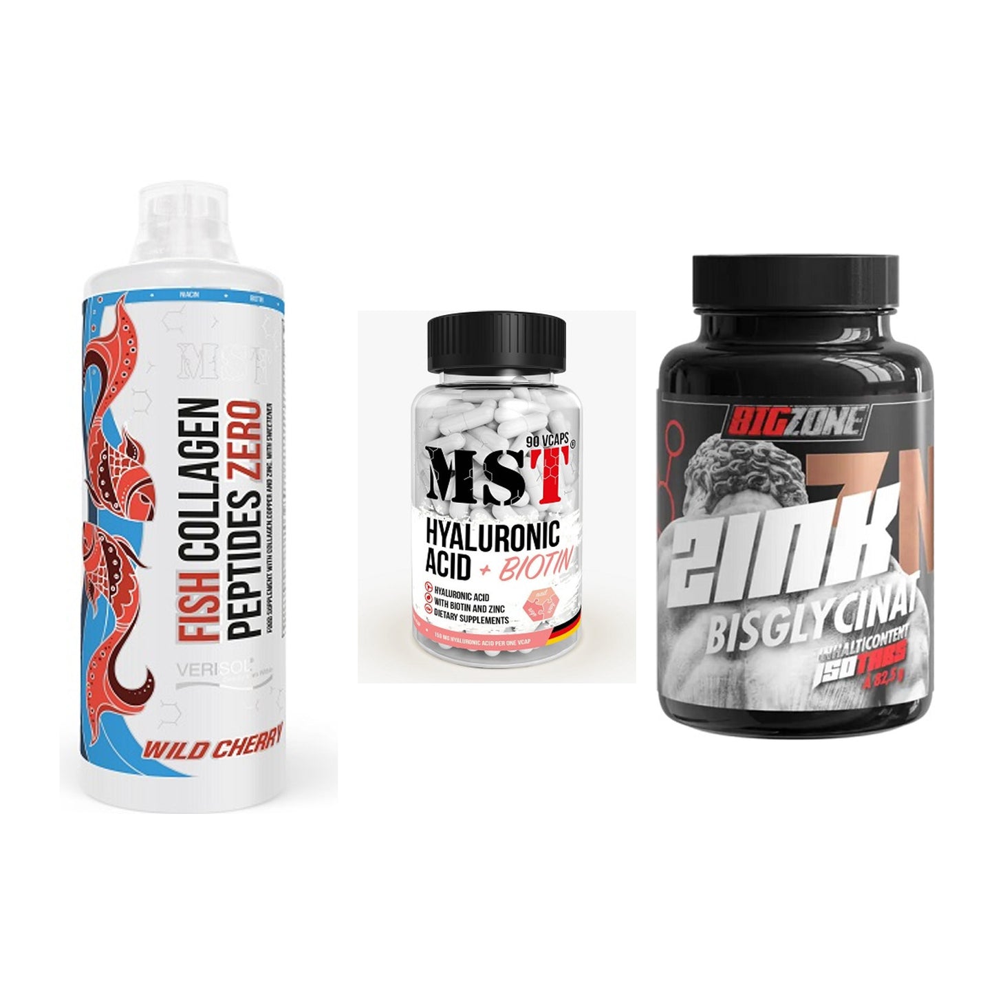 Haut, Haare & Nägel: MST Fish + MST Hyaluronic + Big Zone Zink – alle enthaltenen Artikel