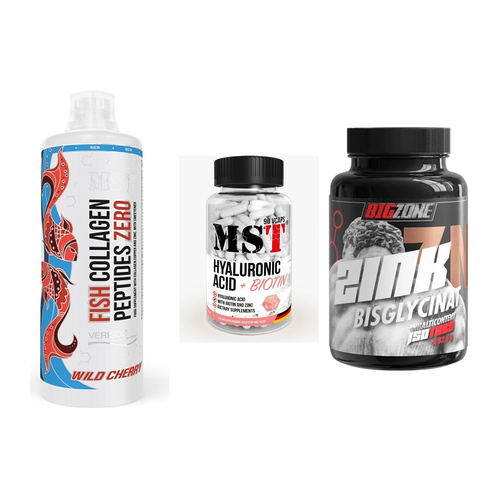 Haut, Haare & Nägel: MST Fish + MST Hyaluronic + Big Zone Zink – alle enthaltenen Artikel
