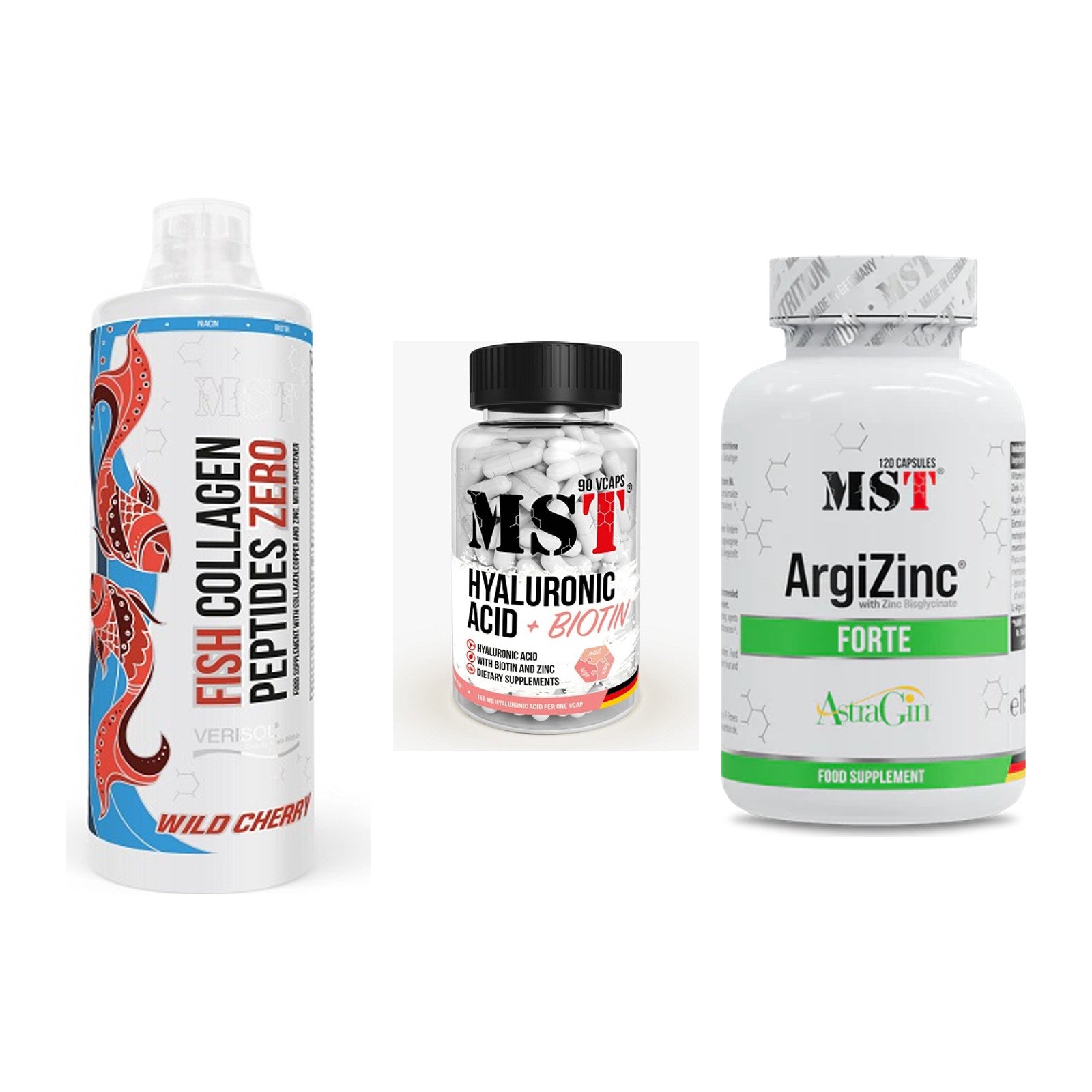Haut, Haare & Nägel: MST Fish + MST Hyaluronic + MST ArgiZinc – alle enthaltenen Artikel