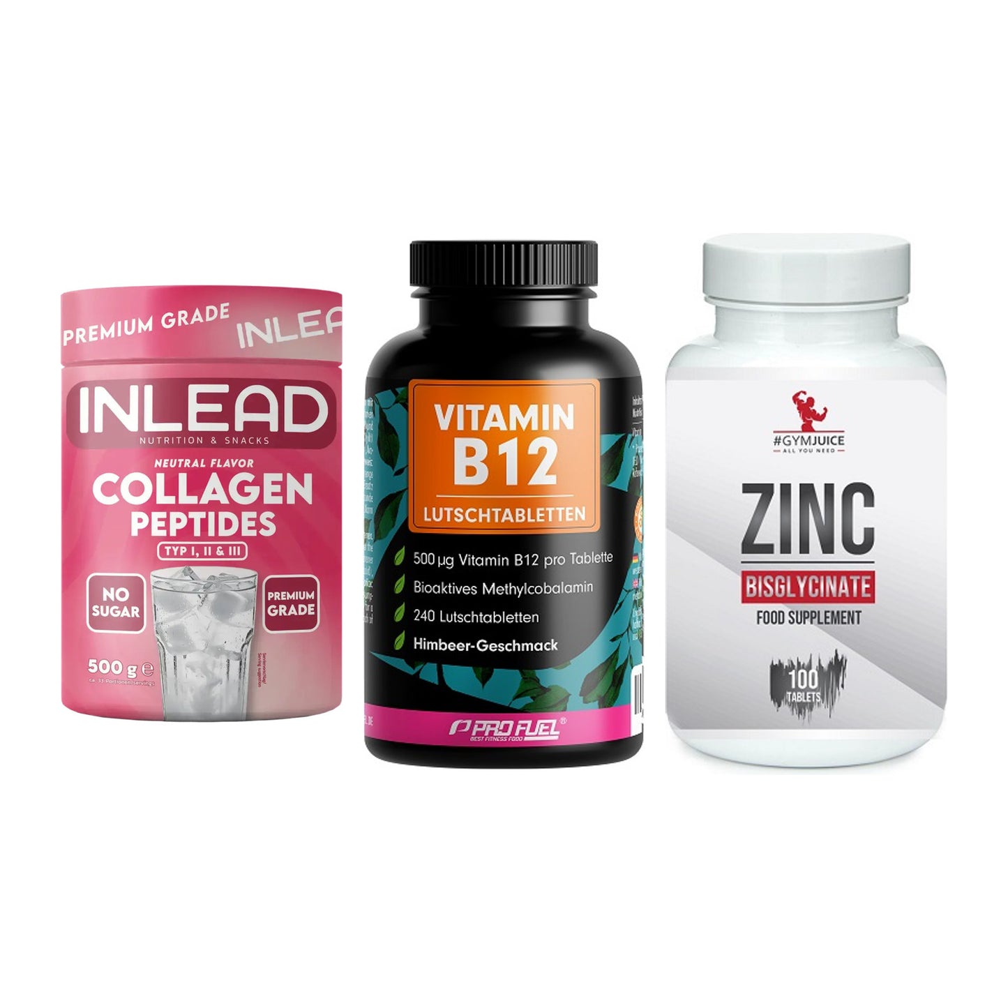 Haut, Haare & Nägel: INLEAD Collage + ProFuel Vitami + #GYMJUICE ZINC – alle enthaltenen Artikel