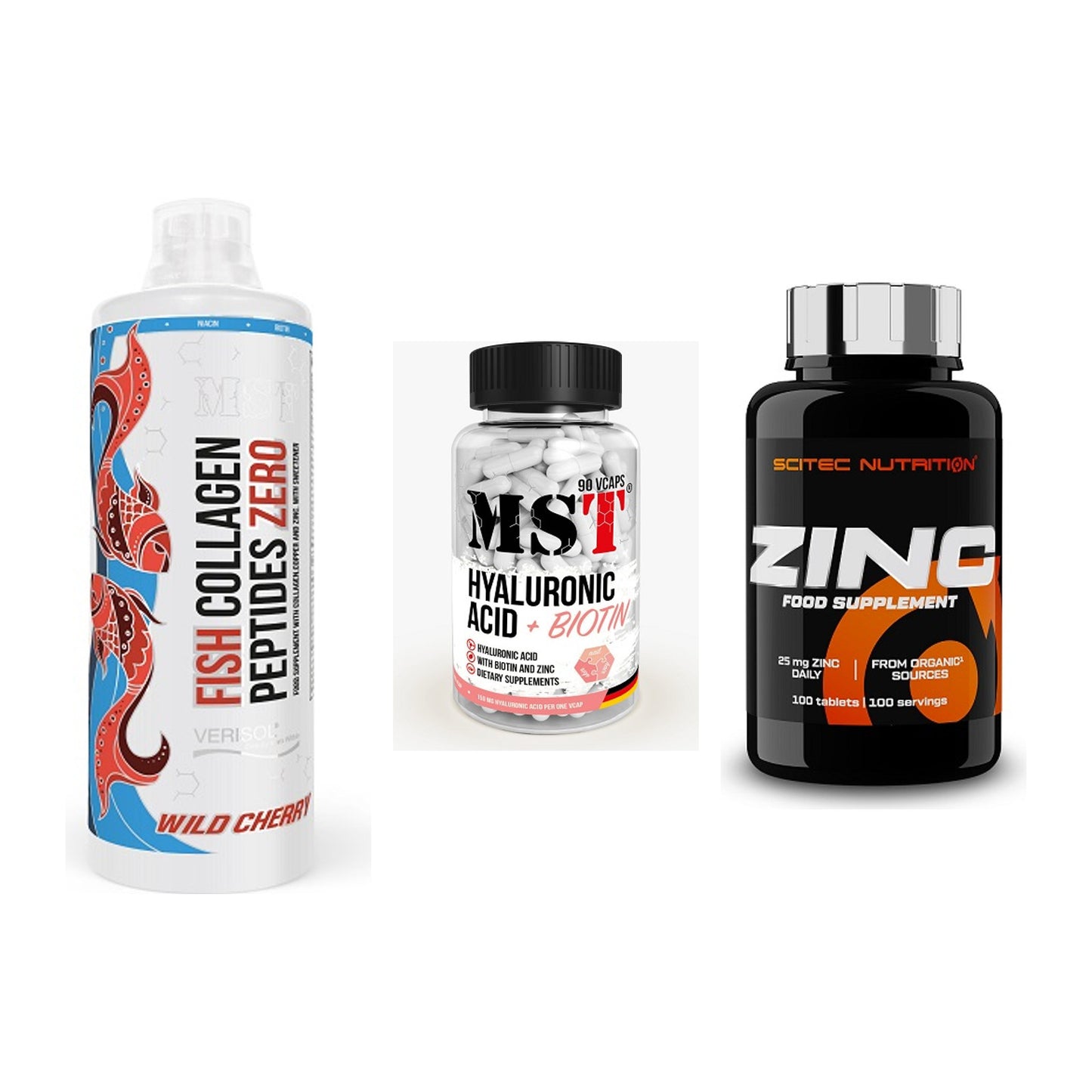 Haut, Haare & Nägel: MST Fish + MST Hyaluronic + Scitec Zinc – alle enthaltenen Artikel