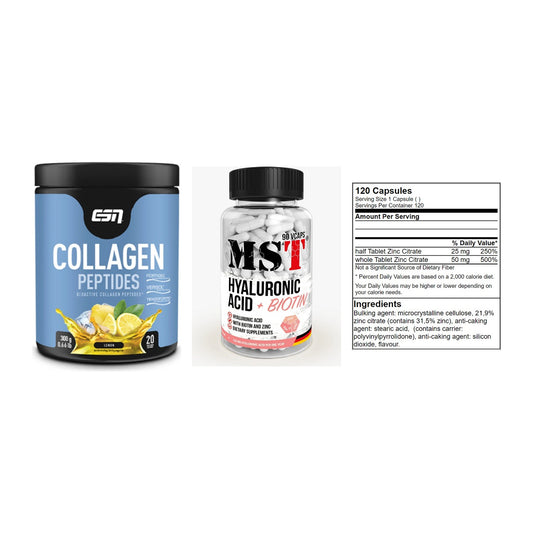 Haut, Haare & Nägel: ESN Collagen + MST Hyaluronic + GN Zinc Citrat – alle enthaltenen Artikel