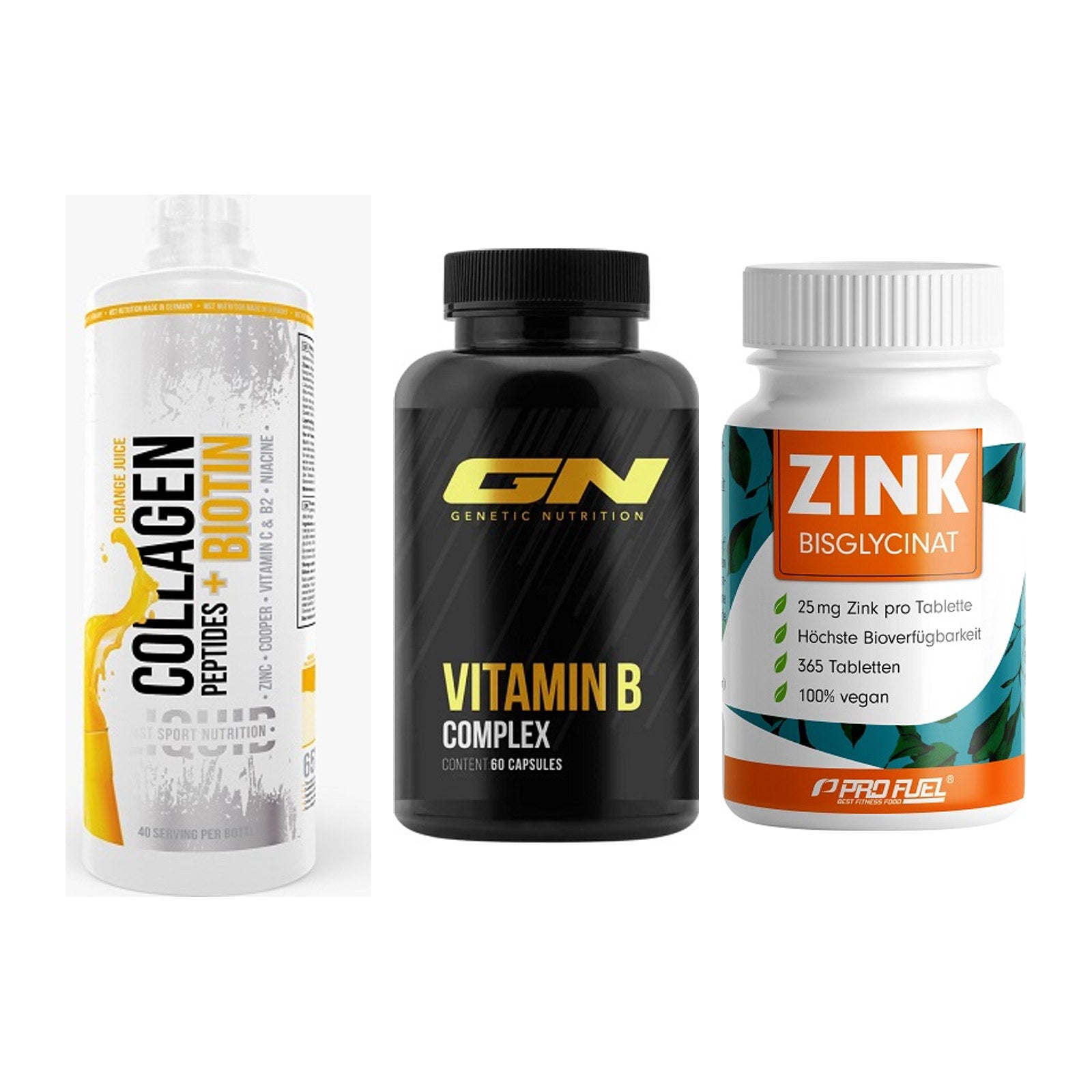 Haut, Haare & Nägel: MST Collagen + GN Vitamin + ProFuel Zink – alle enthaltenen Artikel