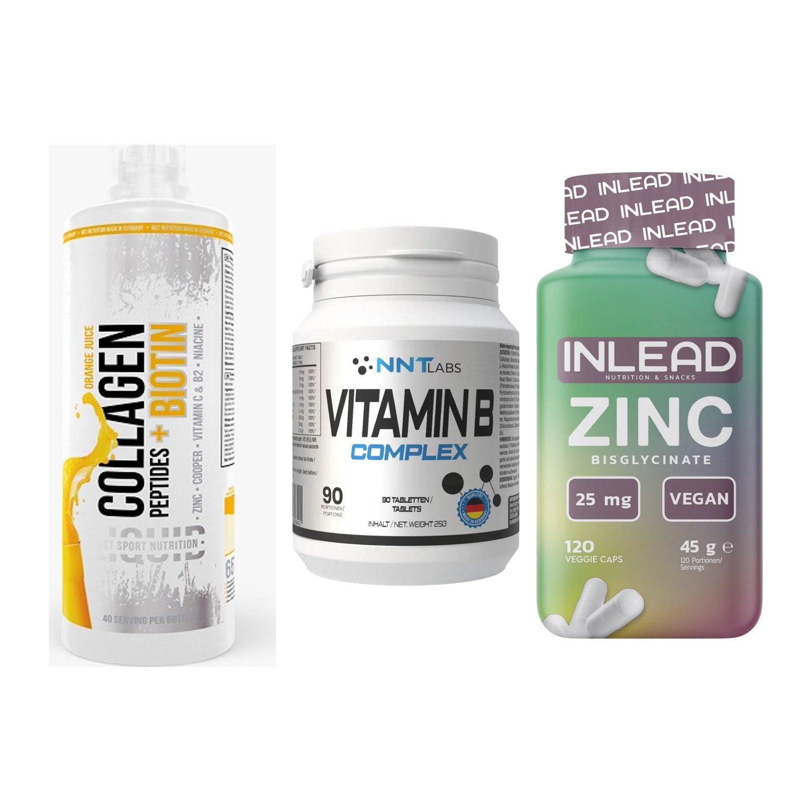 Haut, Haare & Nägel: MST Collagen + NNT Vitamin B + INLEAD Zink – alle enthaltenen Artikel
