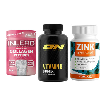 Haut, Haare & Nägel: INLEAD Collage + GN Vitamin + ProFuel Zink – alle enthaltenen Artikel