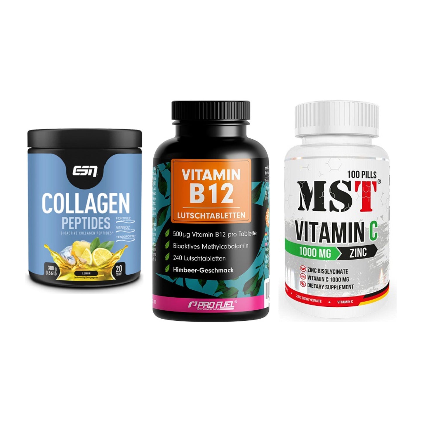 Haut, Haare & Nägel: ESN Collagen + ProFuel Vitami + MST Vitamin C – alle enthaltenen Artikel