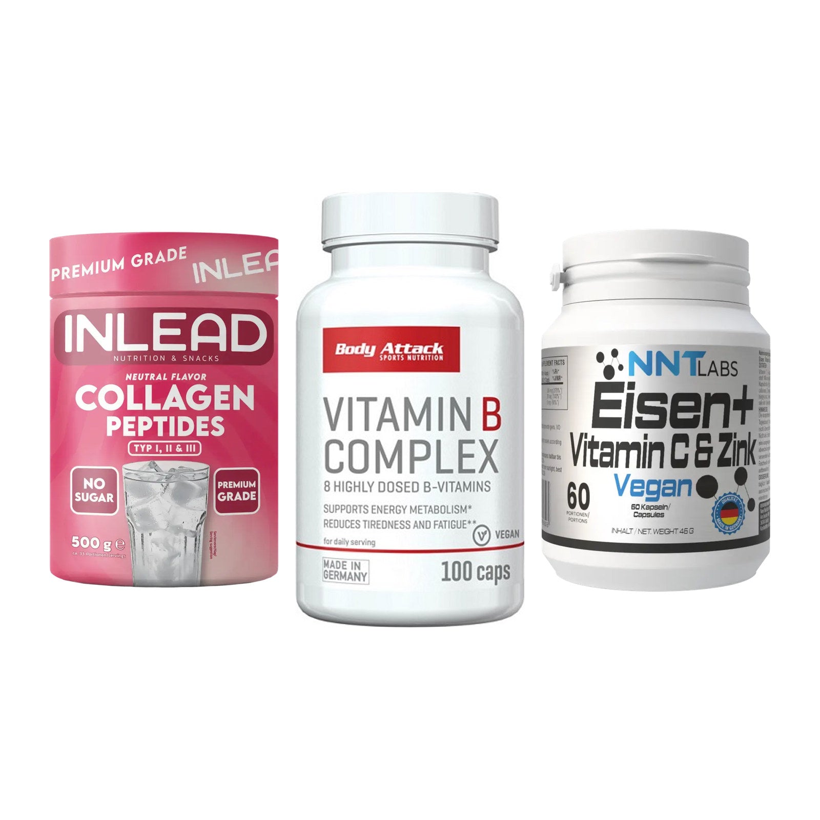 Haut, Haare & Nägel: INLEAD Collage + Body Attack + NNT Eisen – alle enthaltenen Artikel