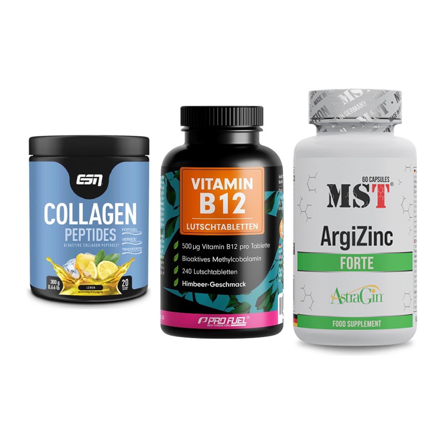 Haut, Haare & Nägel: ESN Collagen + ProFuel Vitami + MST ArgiZinc – alle enthaltenen Artikel