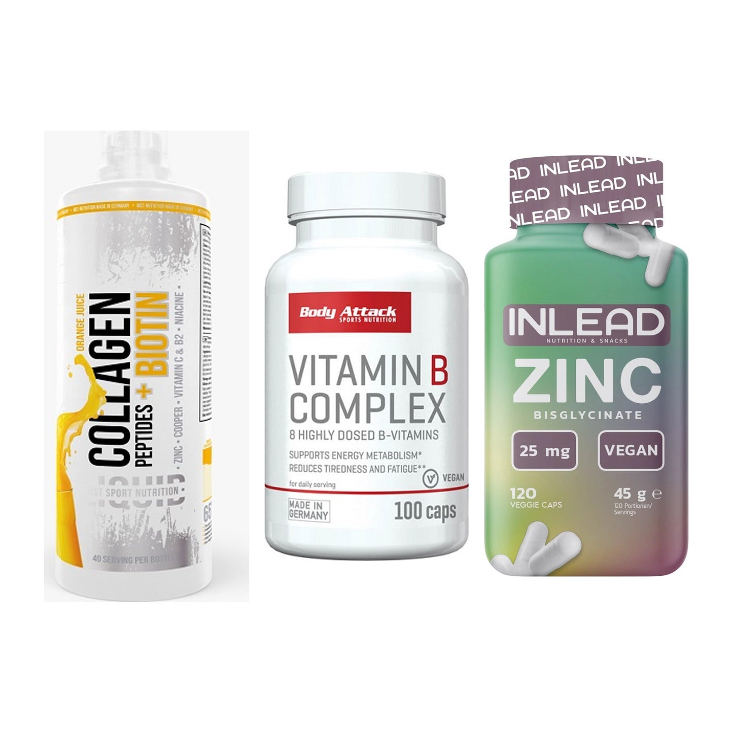 Haut, Haare & Nägel: MST Collagen + Body Attack + INLEAD Zink – alle enthaltenen Artikel