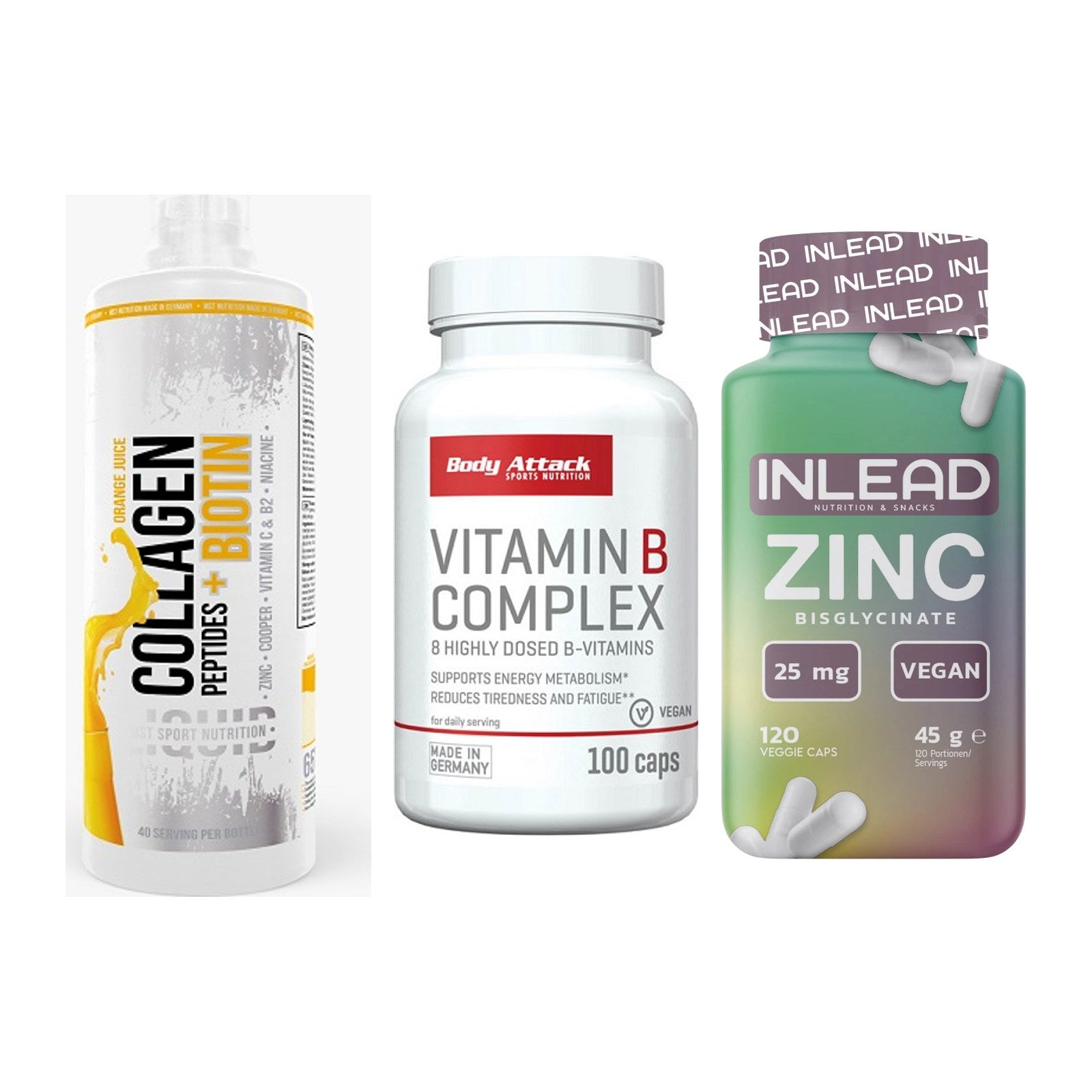 Haut, Haare & Nägel: MST Collagen + Body Attack + INLEAD Zink – alle enthaltenen Artikel