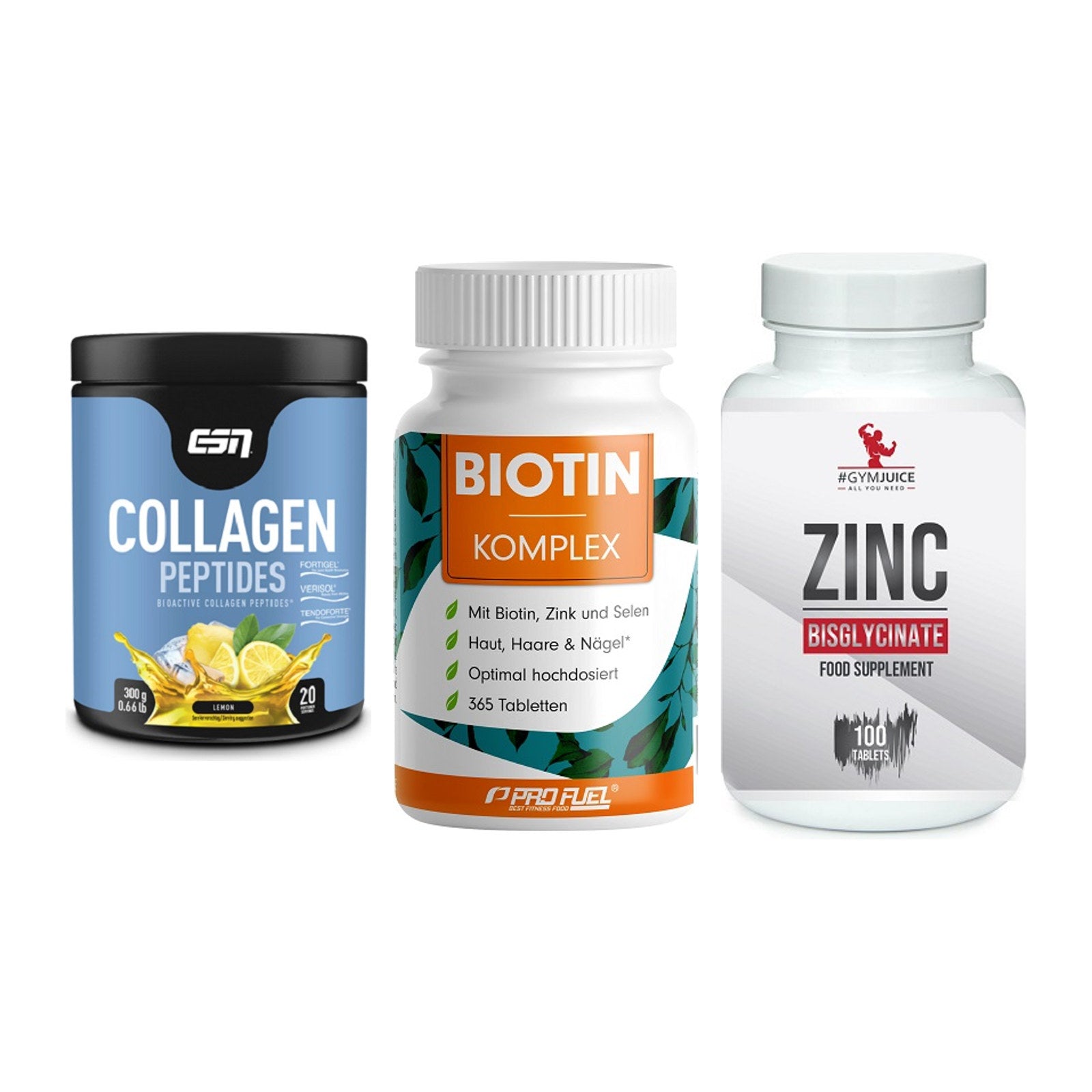 Haut, Haare & Nägel: ESN Collagen + ProFuel BIOTIN + #GYMJUICE ZINC – alle enthaltenen Artikel